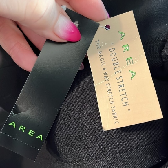 Area Double Stretch Fitted Jacket Blazer NWT Black Size 2 Designer One Button - Picture 10 of 11